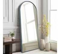 HLFMVWE Arch Full Length Wall Mirror, 120x40cm Arched Bathroom Mirrors, Metal Aluminum Frame Modern Simple Home Decor, Leaning Against for Living Room Bedroom Cloakroom Blue