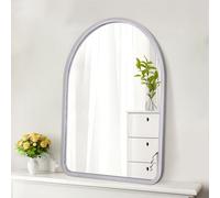 HLFMVWE Arch Mirrors for Wall Rustic Wood Framed Mirror for Farmhouse Bedroom Bathroom Living room Dining room Hanging Mirror Wall Decor New Home Silver 40 x 30cm