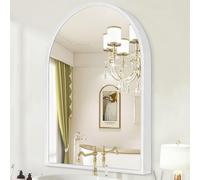 HLFMVWE Arch Wall Mirror Bathroom Mirrors White Metal Framed Mirror, Arched Metal Wall Mounted Vanity Mirrors for Bedroom, Entryway, Living Room 65 x 45cm