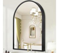 HLFMVWE Arch Wall Mirror, Black Metal Framed Bathroom Mirror, Arched Wall Mounted Vanity Mirrors for Bedroom Entryway Living Room 40 x 30cm
