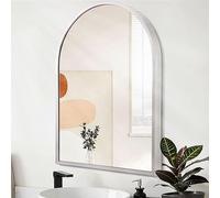 HLFMVWE Arched Bathroom Mirror, 20"x16" Arch Metal Framed Mirror for Wall, Decor Vanity Mirrors for Living Room Bedroom Entryway Silver