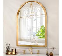HLFMVWE Arched Bathroom Mirror, Wall Mounted Mirror Gold Arch Mirror Aluminum Alloy Frame Bathroom Mirror Living Room, Bedroom, Bathroom and Entryway Large 36"x24"