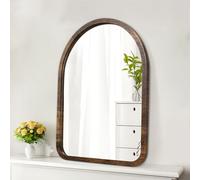HLFMVWE Arched Bathroom Vanity Mirror for Wall Decorative, Small 35 x 25 CM Rustic Mirror with Wood Frame for Wall Decor Farmhouse Mirror, Living Room Entryway Hallway