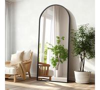 HLFMVWE Arched Full Length Mirror Floor Mirrors, Black Aluminum Alloy Frame Free-Standing Wall Mounted Floor Mirrors or Large Dressing Mirror for Bathroom Living Room 180L x 90W cm