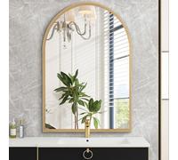 HLFMVWE Arched Mirror Bathroom Wall Mirror 50 x 70CM Brushed Metal Vanity Wall Mounted Mirror for LivingRoom Bedroom Entryway Room Home Decor