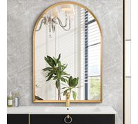 HLFMVWE Arched Mirrors for Wall,Gold Bathroom Mirror Brushed Metal Vanity Wall Mounted Mirror for LivingRoom Bedroom Entryway Room vanity Home Decor 45 x 65CM