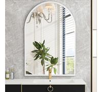 HLFMVWE Arched Wall Mirror Bathroom Mirror Brushed Metal Vanity Wall Mounted Mirror for LivingRoom Bedroom Entryway Room Home Decor White 30 x 40CM