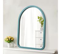 HLFMVWE Arched Wall Mirror Rustic Wood Framed Small Mirror Decor Hanging Mirrors for Bathroom Bedroom Balcony Farmhouse Living Room Entryway Vanity Blue 40 × 30 CM