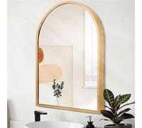 HLFMVWE Arched Wall-Mounted Mirror Gold Arch Mirror Aluminum Alloy Frame Bathroom Mirror for Vanity Living Room, Bedroom, and Entryway 20"x16"