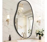 HLFMVWE Asymmetrical Mirror for Wall, Black Irregular Mirror, Decorative Wall Mounted Vanity Mirrors Metal Frame, Modern Bathroom Vanity Mirrors for Bedroom, Living Room, 45x 75 CM