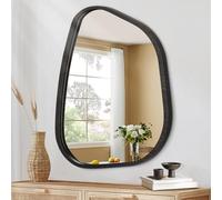 HLFMVWE Asymmetrical Small Wall Mirror Irregular Wood Frame Modern Unique Accent Mirror Decorative Vanity Bathroom Living Room Bedroom Entryway Hallway Small 40x30CM