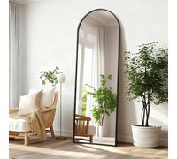 HLFMVWE Black Arched Full Length Mirror, 120L x 40W cm Floor Mirrors Aluminum Alloy Frame Full Body, Wall-Mounted Mirrors for Cloak Room, Bedroom, Living Room