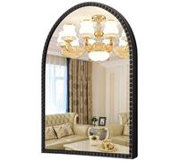 HLFMVWE Black Arched Wall Mirror for Bathroom, Metal Beaded Frame Decorative Accent Mirrors, Large 65 x 45CM Modern Mirror for Wall Decor for Bedroom Living Room Entryway Washroom