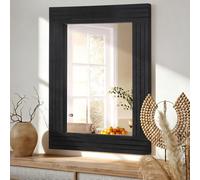 HLFMVWE Black Vintage Rustic Wood Framed Wall Mirror Farmhouse Rectanglular Antique Decor Hanging Mirror for Bathroom Bedroom Living Room Entryway Large 40x50cm