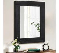 HLFMVWE Black Wall Mirror Rectangular Vintage Rustic Wood Framed Large Mirror Decor Farmhouse Living Room Bathroom Bedroom Entrance 45x65cm
