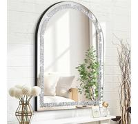 HLFMVWE Crush Diamond Wall-Mounted Mirrors Home Decoration Arched Silver Crystal Sparkling Decorative Living room Hallway Bathroom Bedroom Mirror 30x40 CM