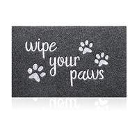 HLFMVWE Front Welcome Entrance Door Mats Mud Absorbent Resist Dirt Durable Rugs for Indoor Outdoor Entry Garage Patio High Traffic Areas Shoe Rugs (Gray&Wipe your Paws) 45 x 70 cm