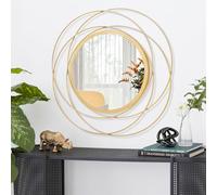 HLFMVWE Gold Art Circle Mirror for Wall with Iron Metal Wire Frame Wall-Mounted Mirror for Home Decor Living Room Bedroom Bathroom Entryway Small 30 x 30 cm
