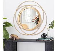 HLFMVWE Gold Art Circle Mirror for Wall with Iron Metal Wire Frame Wall-Mounted Mirror for Home Decor Living Room Bedroom Bathroom Entryway Small 30 x 30 cm
