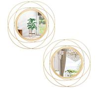 HLFMVWE Gold Circle Mirror, Wall Decor Iron Frame Wall Art 2 Set 12'' Round Mirrors Home Decor Hanging for Bathroom Living Room Bedroom Entryway