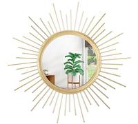 HLFMVWE Gold Mirrors for Wall Sunburst Decor Art Mirror Bohemian Home Round Modern Metal Mirror for Bedroom Living Room Hallway Bathroom Balcony Farmhouse Entrance Small