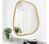 HLFMVWE Irregular Asymmetrical Mirror Wall Mounted, Unique Vanity Mirror, Shaped Dressing Mirror Decorative for Living Room, Bathroom, Bedroom, Entryway Wall Decor Gold 16"x12"