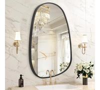 HLFMVWE Irregular Mirror for Wall, Black Wall Mirrors Decorative 36x67 cm Asymmetrical Mirrors Aluminum Alloy Frame for Bathroom, Bedroom, Living Room, Cloakroom, Entryway