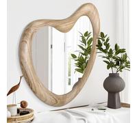 HLFMVWE Irregular Wall Mirror, Asymmetrical Mirrors, Large Wall Mounted Framed Bathroom Unique Vanity Mirror, Irregular Dressing Mirrors for Bedroom Living Room Entryway, 50 x 40cm Crude Wood