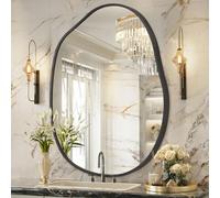 HLFMVWE Irregular Wall Mirror, Wall Mirrors Decorative 45X65 CM Black Asymmetrical Bathroom Mirrors Aluminum Alloy Frame for Bedroom, Living Room, Cloakroom, Entryway
