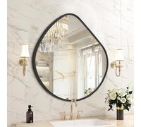 HLFMVWE Irregular Wall Mirror, Wall Mirrors Decorative 48x50 CM Black Asymmetrical Mirror Aviation Aluminum Alloy Frame for Bathroom, Living Room, Bedroom, Entryway