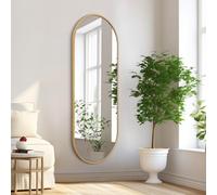 HLFMVWE Large Bathroom Wall Mirror Full Length Mirror for Wall, 120 x 40 CM, Silver Pill Shaped Oblong Oval Mirrors for Bedroom Entryway Bathroom, Aluminum Metal Framed Frame Decor