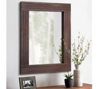 HLFMVWE Mirrors for Wall Rustic Wooden Frame Rectangle Mirror Vintage Hanging Mirror for Bedroom Bathroom Living Room Farmhouse Wall Decor Brown Large 20" x 16 "