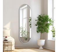 HLFMVWE Oval Full Length Mirror, 120 x 40 CM Wall Mounted Mirror Metal Pill Shaped Aluminum Frame Modern Simple Home Decor Bathroom Vanity Living Room Entryway Decor, LargeSilver