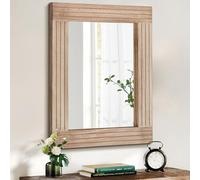 HLFMVWE Rectangle Mirror Retro Wooden Wall-Mounted mirrors Farmhouse Bedroom Bathroom Vanity Entrance Decorative Antique Hanging Mirror Large 45x65cm