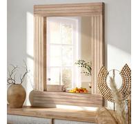 HLFMVWE Rectangle Mirror Retro Wooden Wall-Mounted mirrors Farmhouse Bedroom Bathroom Vanity Entrance Decorative Antique Hanging Mirror Large 45x65cm