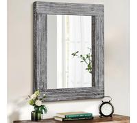 HLFMVWE Rustic Wall Mirror Farmhouse, with Frame Wood Wall Mirror Rectangle Antique Decor Hanging Mirrors for Bathroom Living Room Bedroom Entryway Small 30x40cm