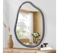 HLFMVWE Small Irregular Wall Mirror, Asymmetrical Mirror for Wall, Modern Wood Frame Unique Vanity Mirrors, Shaped Dressing Mirrors Decorative for Living Room, bathroom, Bedroom, 35 x 25CM
