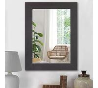HLFMVWE Wall Mirror Black Rectangle Rustic Wood Framed Mirrors Decorative Vintage Hanging Farmhouse Mirror for Living Room Bathroom Bedroom Entryway Wide Trim Small 40 x 30CM