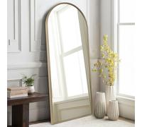 HLFMVWE Wall Mirror Full Length Metal Aluminum Framed Floor Mirror 120x40cm Arched Large Full Body Mirrors for Bathroom Living Room BedroomEntryway Dressing Room Brass