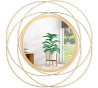 HLFMVWE Wall Mirror Mounted Round Decorative Mirrors with Iron Metal Wire Frame Mirror for Wall, Home Decorative Bathroom Vanity, Living Room or Bedroom Gold