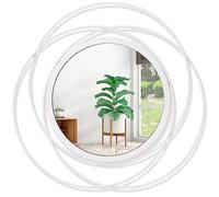 HLFMVWE White Round Wall-Mounted Mirrors Wire Modern Metal Frame Arts Mirrors Home Decoration Hallway Bathroom Bedroom Living Room Farmhouse Entryway Large