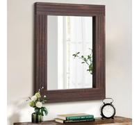 HLFMVWE Wood Wall Mirror Rectangular Framed Rustic Vintage Mirrors Decor Farmhouse Bedroom Bathroom Mirror for Dressing Table Entrance Large 45x65cm Rustic Brown