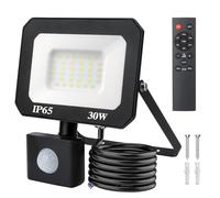 HLFVLITE 30W LED Floodlight with Motion Sensor, 3000 lm Dimmable Security Light with Remote Control, IP65 Waterproof PIR Flood Light Outdoor for Garden Patio Garage, 6500K Cold White