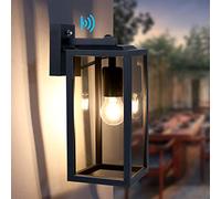 HLFVLITE Dusk Till Dawn Outdoor Lights, Aluminum Outdoor Wall Lights Mains Powered, E27 Socket Outside Front Door Light, Waterproof Outside Wall Lantern with Glass Shade