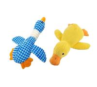 HLGDSWO Yellow Duck Plush Dog Toy with Squeaker, Interactive Quacking Sound Chew Toy for Dogs and Cats(2Pcs-Yellow Blue)