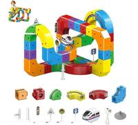 HLGKBY Electric Train Set,Build 3D DIY Track Building Kits with Train and Traffic Signs,Gravity-Defying 3D Embedded Layouts & Motorized Car,STEM Car Toy Set 123pcs