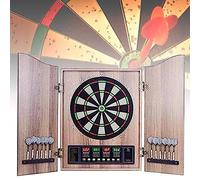 HLGKBY Electronic Dartboard and Cabinet, Electronic Dart Board Set with 12 Soft Tip Darts 50 Dart Head LED Displays, Entertainment Dartboards Sports Equipment for Honing Hand-Eye Coordination