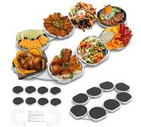 HLGKBY Lazy Susan Turntable for Dining Table 8 Dishes, Kitchen Dining Table Rotating Tray Expandable Track for Rectangular Oblong Tables, Easy Access Food, Rotatable Design