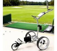 HLGKBY Remote Control Electric Golf Trolley, 3-Wheel Foldable Push Cart with Powerful 400W Dual Motors,Rugged Steel Frame,Foot Brake & Holders for Drink,Umbrella,Phone and Scorecard