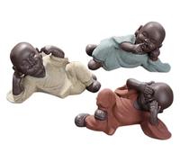 HLHLH Cute three Wise Monks,Ceramic Baby Buddha Statues, Hear No Evil See No Evil Speak No Evil Statues, Set of 3 Buddha Figurines